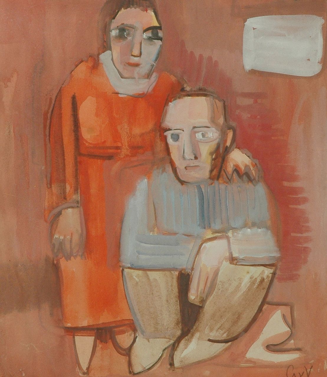 Velde G. van | Gerardus 'Geer' van Velde, A couple, Aquarell und Gouache auf Papier 37,5 x 32,5 cm, signed l.r. und painted circa 1930