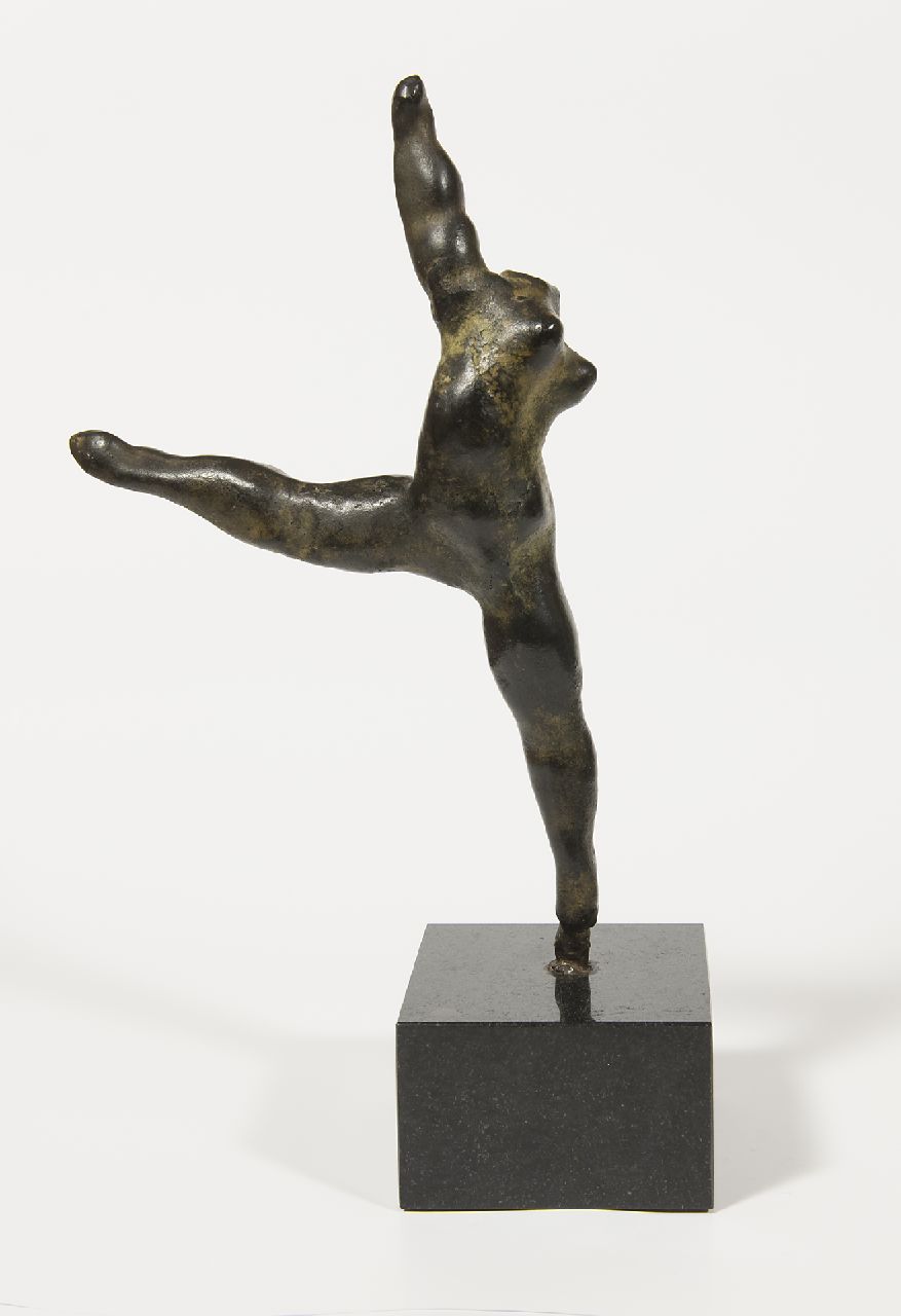 Spronken A.J.E.  | 'Arthur' Jan Elisa Spronken, Tanzschritt, Bronze 35,9 x 17,5 cm, Unterzeichnet Initialen (Stempel) auf Innenseite des r. Beines