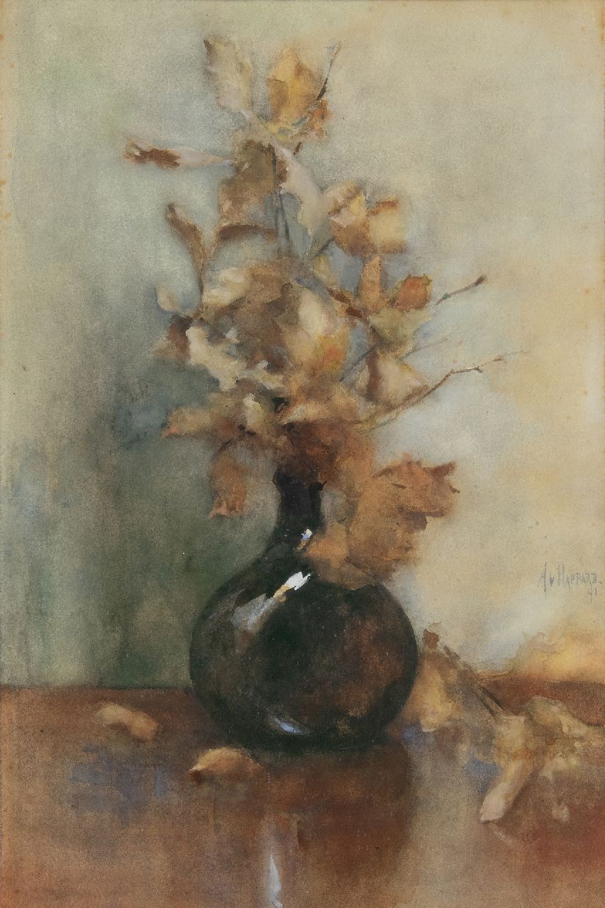 Rappard A.G.A. van | 'Anthon' Gerhard Alexander van Rappard | Aquarelle und Zeichnungen zum Verkauf angeboten | Herbstzweige in Vase, Aquarell auf Papier 65,5 x 43,0 cm, Unterzeichnet M.r. und datiert '91