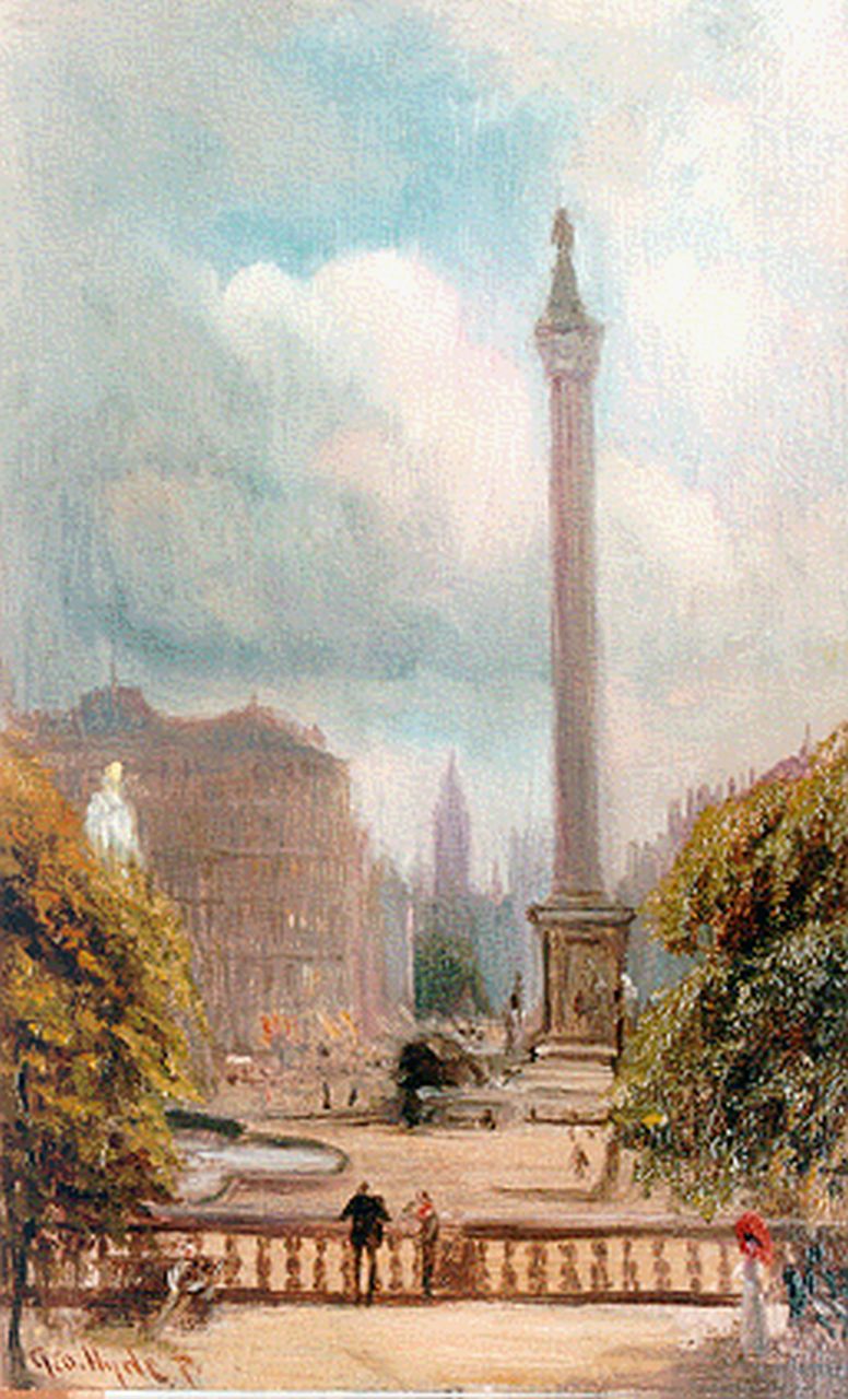 Hyde-Pownall G.  | George Hyde-Pownall, Trafalgar Square, Öl auf Holz 25,6 x 16,0 cm, signed l.l.