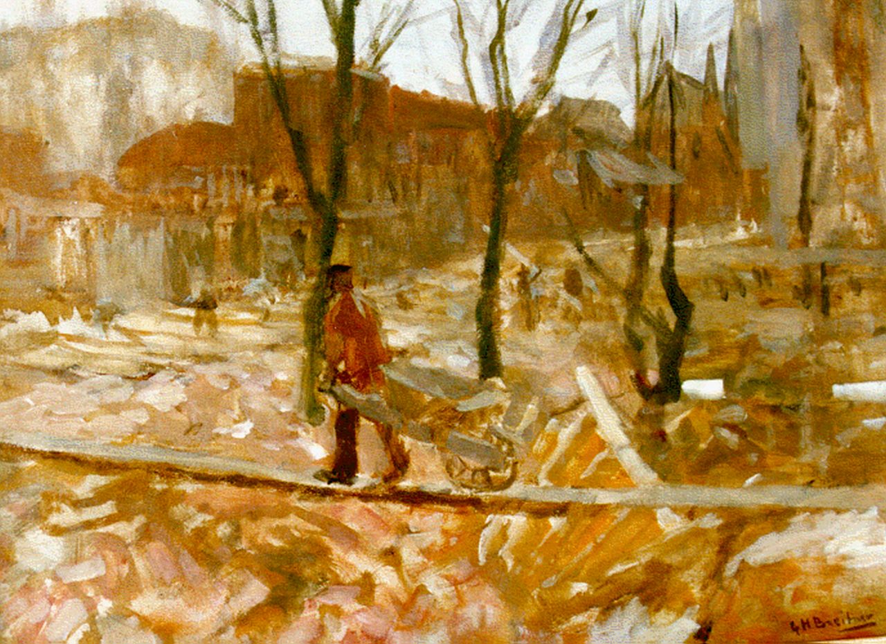 Breitner G.H.  | George Hendrik Breitner, Excavation, Öl auf Holz 24,2 x 33,2 cm, signed l.r.