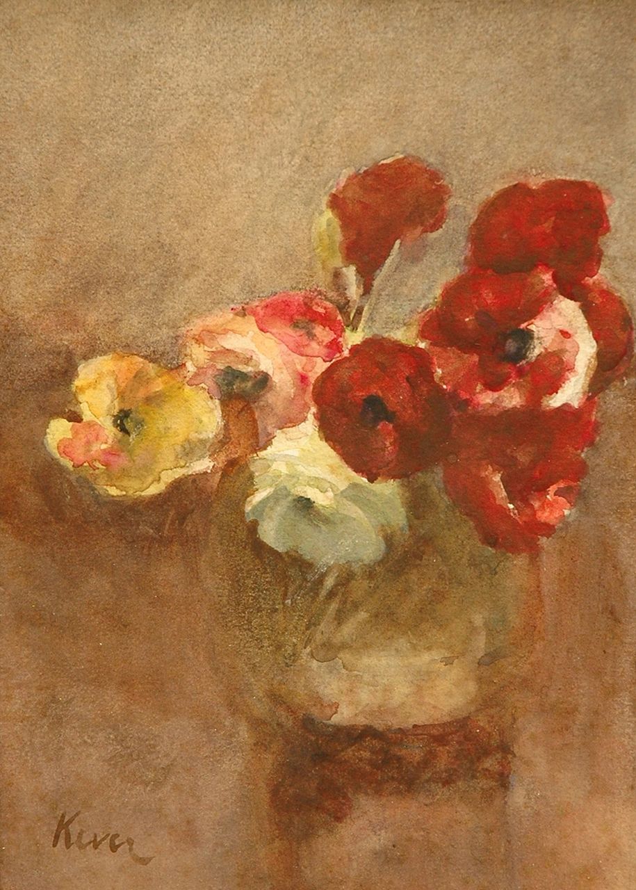 Kever J.S.H.  | Jacob Simon Hendrik 'Hein' Kever, Still life of buttercups, Aquarell auf Papier 28,5 x 21,0 cm, signed l.l.