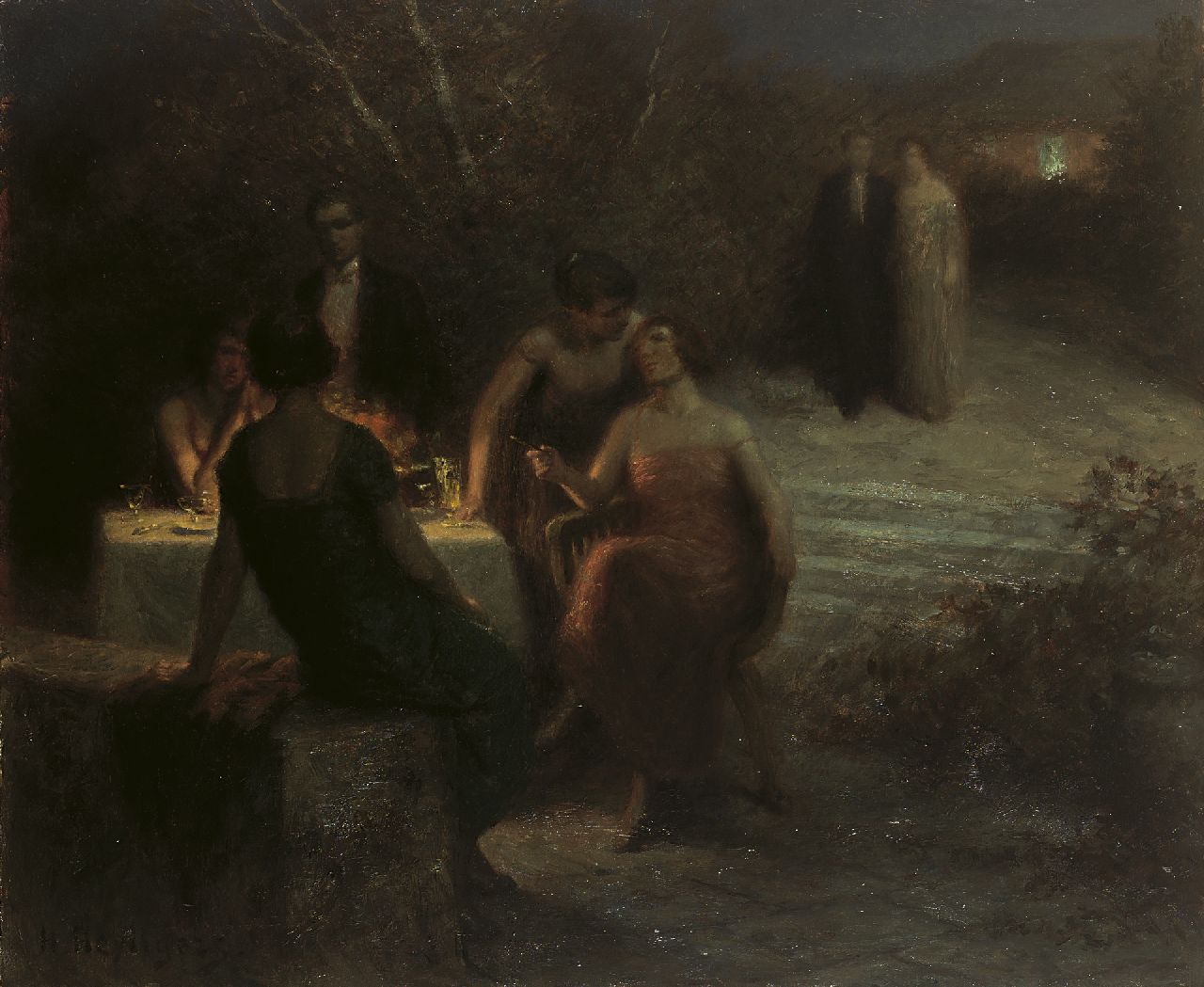 Heijligers H.  | Hendrik 'Henri' Heijligers, Supper, Öl auf Leinwand 63,3 x 76,7 cm, signed l.l.