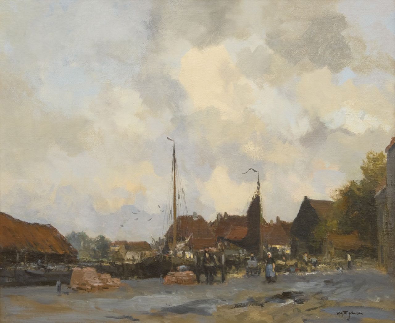 Jansen W.G.F.  | 'Willem' George Frederik Jansen | Gemälde zum Verkauf angeboten | Innenhafen, Öl auf Leinwand 63,0 x 76,3 cm, Unterzeichnet r.u.