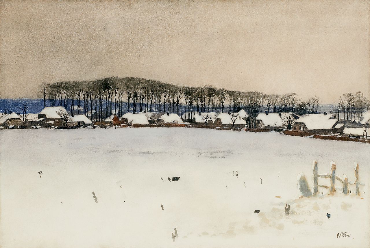 Witsen W.A.  | 'Willem' Arnold Witsen, Ede in winter, Aquarell auf Papier 36,9 x 54,2 cm, signed l.r. und executed ca. 1895