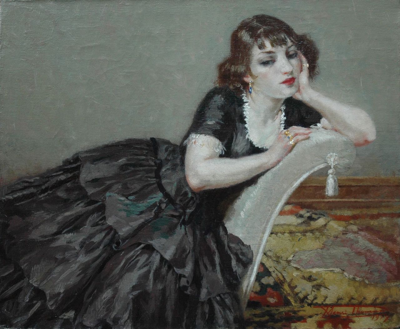 Thomas H.J.  | Henri Joseph Thomas, Daydreaming, Öl auf Leinwand 50,3 x 60,4 cm, signed l.r. und dated 1917