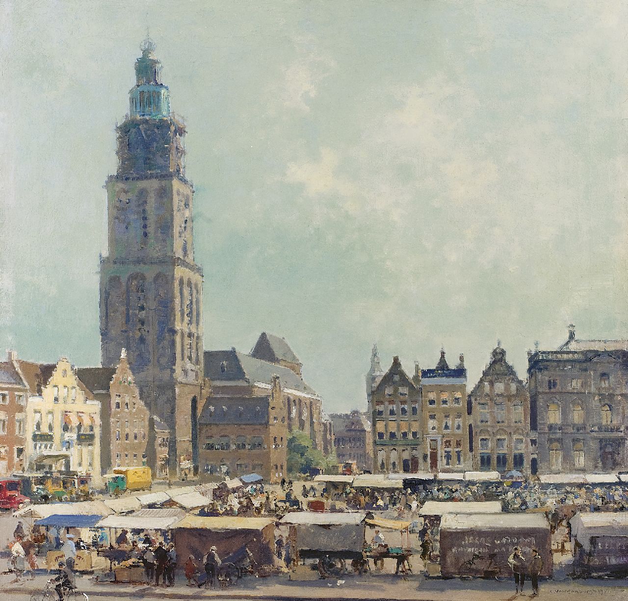 Vreedenburgh C.  | Cornelis Vreedenburgh, Der Grote Markt, Groningen, Öl auf Leinwand 51,3 x 53,2 cm, Unterzeichnet r.u. und datiert 1936