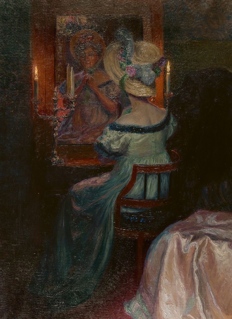 Kupelwieser I.  | Ida Kupelwieser | Gemälde zum Verkauf angeboten | Am spiegel, Öl auf Leinwand 110,5 x 80,3 cm, zu datieren um 1910