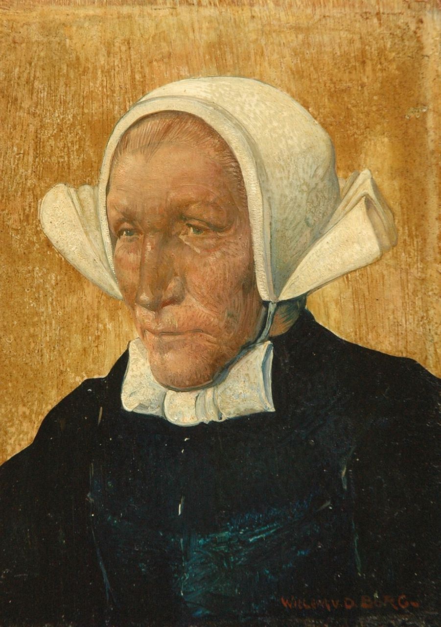 Berg W.H. van den | 'Willem' Hendrik van den Berg, Farmer's wife from the province of Gelderland, Öl auf Holz 17,4 x 12,3 cm, signed l.r.