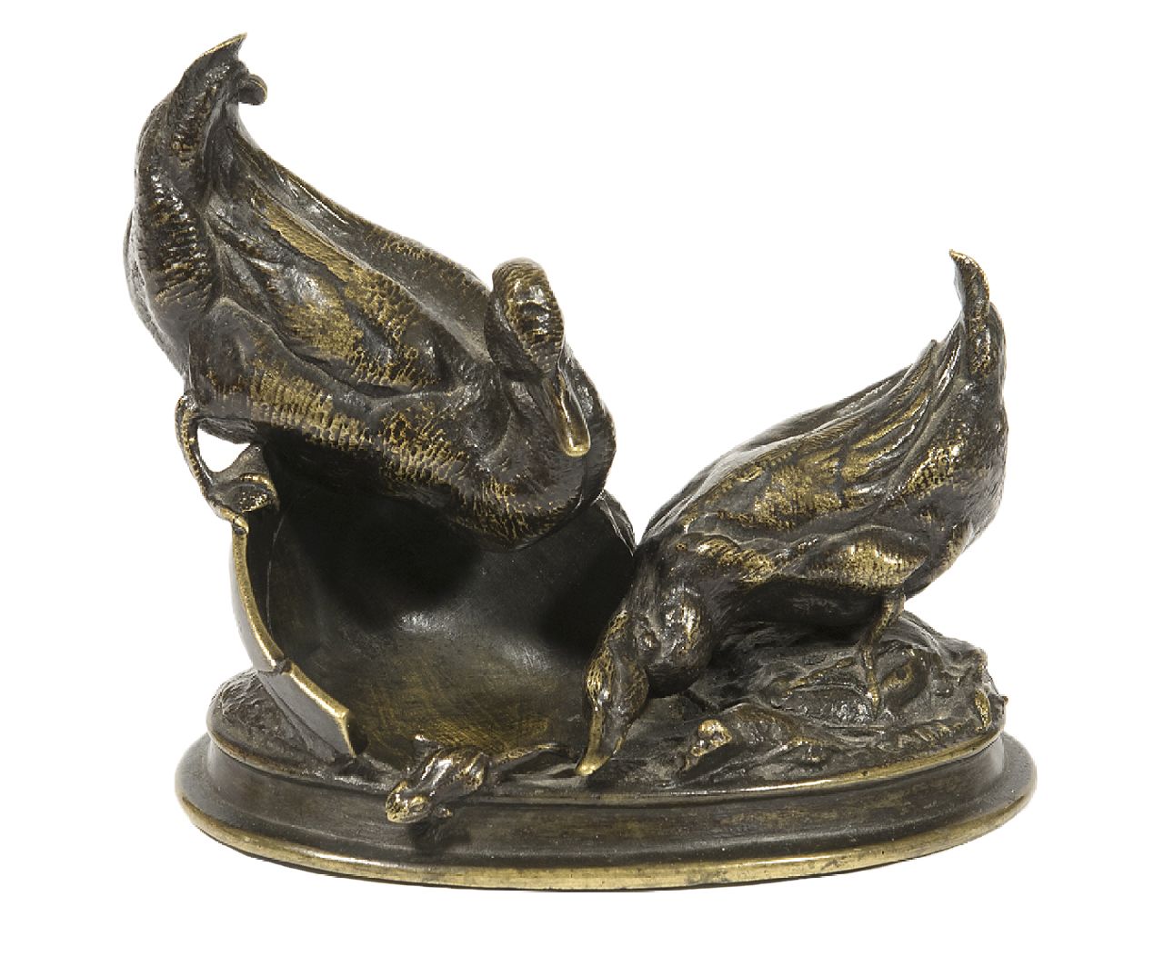Auguste-Nicolas Cain | Entenpaar mit ihren Sprösslingen, Bronze, 9,9 x 11,0 cm