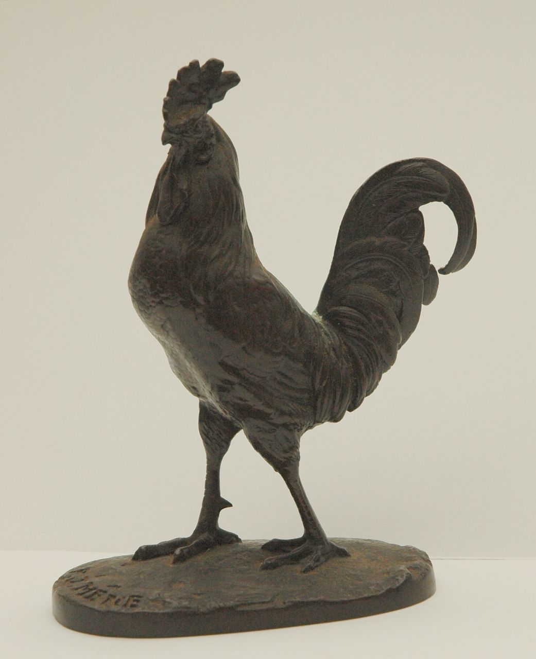 Mène P.J.  | Pierre Jules Mène, A standing rooster, Bronze 14,6 x 10,3 cm, signed with stamp on base
