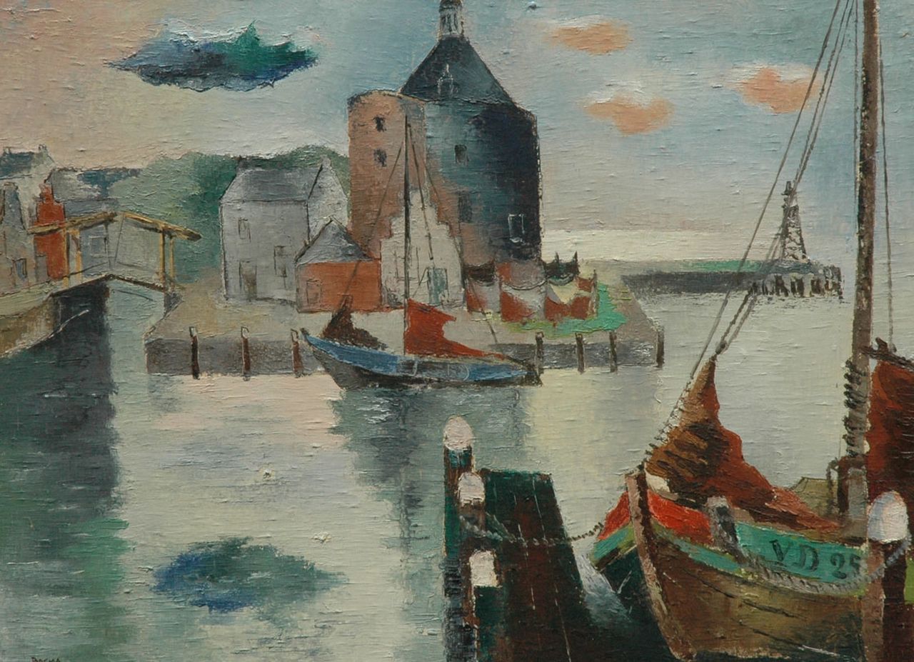 Bosma W.  | Willem 'Wim' Bosma, The harbour of Enkhuizen, Öl auf Leinwand 44,9 x 60,3 cm, signed l.l.