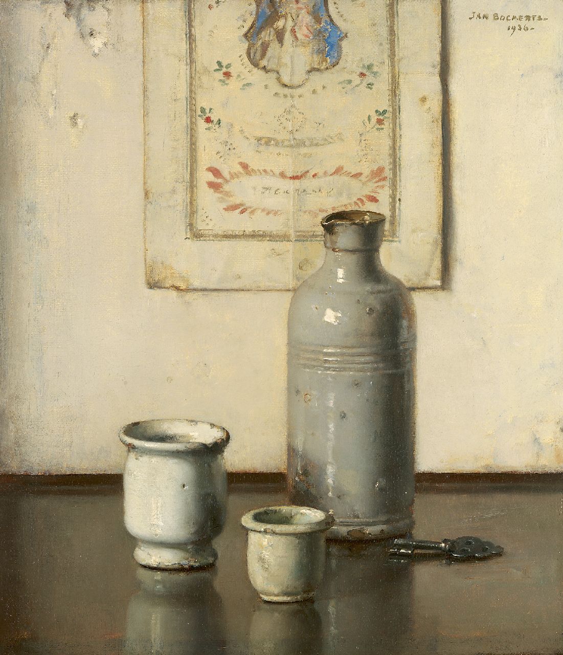 Bogaerts J.J.M.  | Johannes Jacobus Maria 'Jan' Bogaerts, A still life, Öl auf Leinwand 31,6 x 27,7 cm, signed u.r. und dated 1936