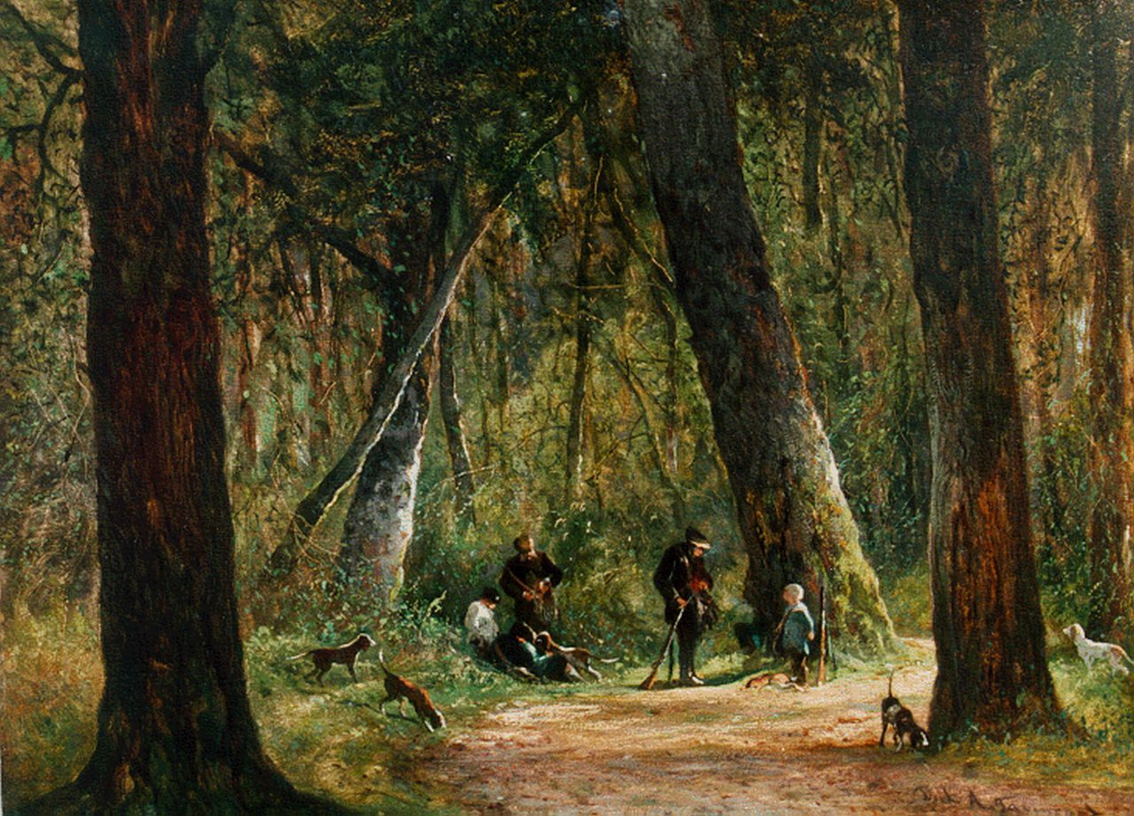 Dirk Arnoldus Tavenraat | Reposing hunters, Öl auf Holz, 25,7 x 34,6 cm, signed l.r.