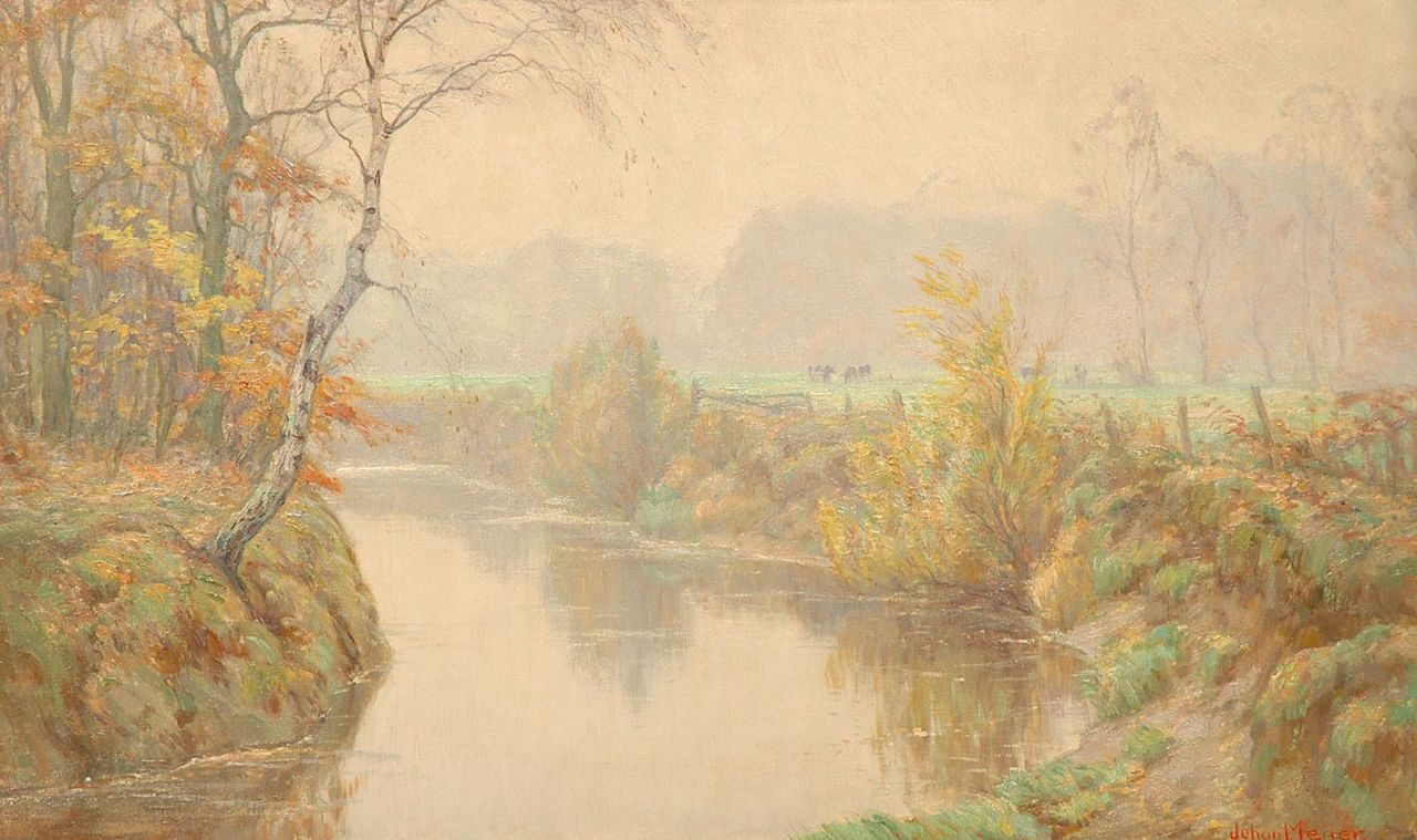 Meijer J.  | Johannes 'Johan' Meijer, Autumnal landscape, Öl auf Leinwand 60,4 x 100,6 cm, signed l.r.