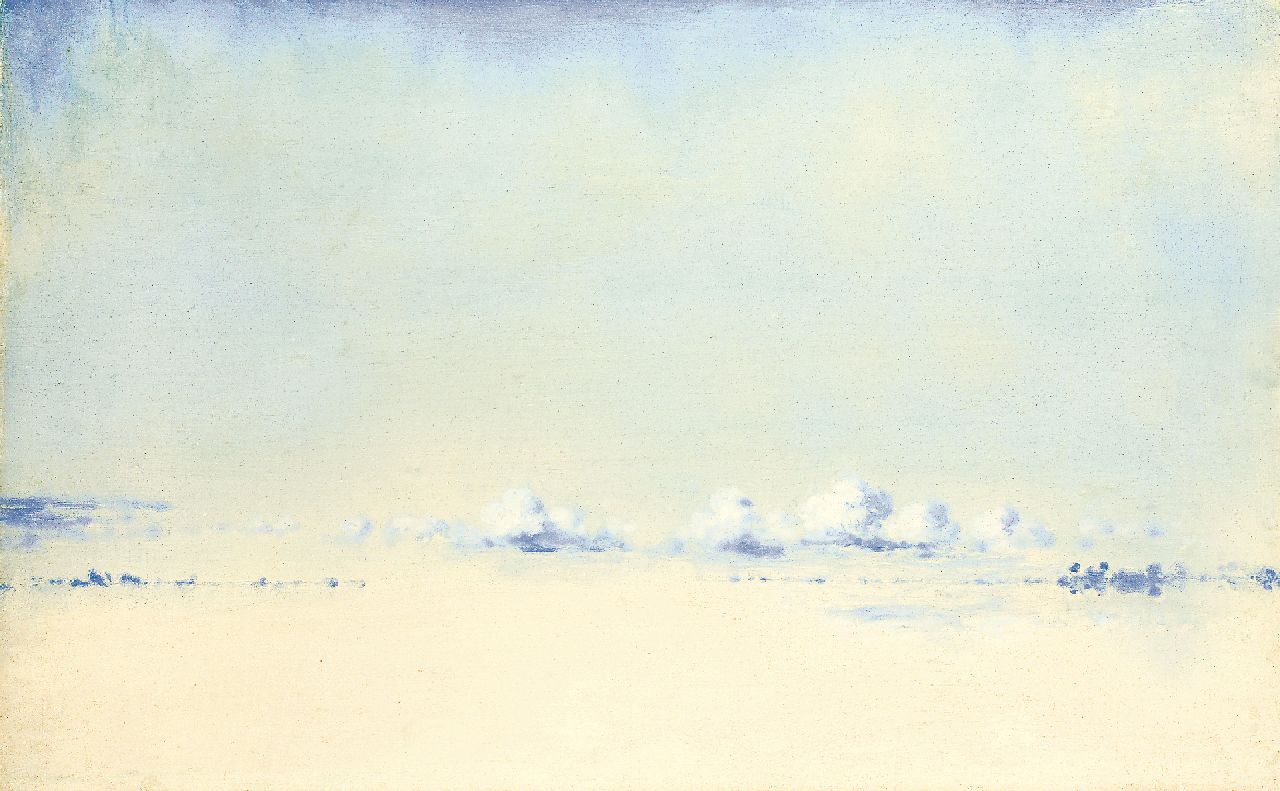 Voerman sr. J.  | Jan Voerman sr., Der IJssel mit Wolken, Öl auf Holz 45,9 x 74,9 cm