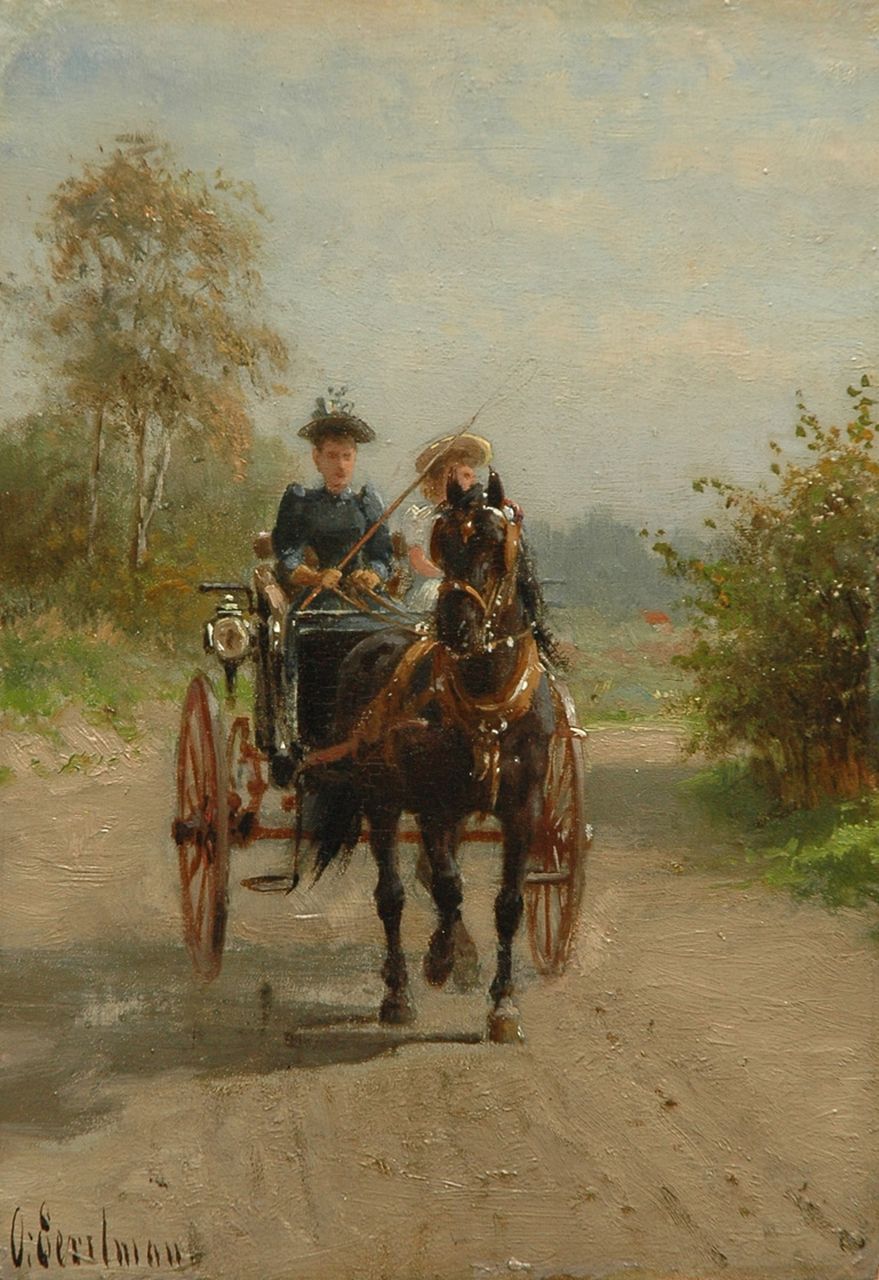 Eerelman O.  | Otto Eerelman, A riding tour on a sunny day, Öl auf Holz 27,0 x 18,8 cm, signed l.l.