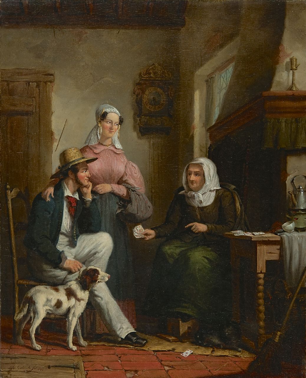 Calisch M.  | Moritz Calisch, Bei der Wahrsagerin, Öl auf Leinwand 53,3 x 43,5 cm, Unterzeichnet l.u. und datiert 1856