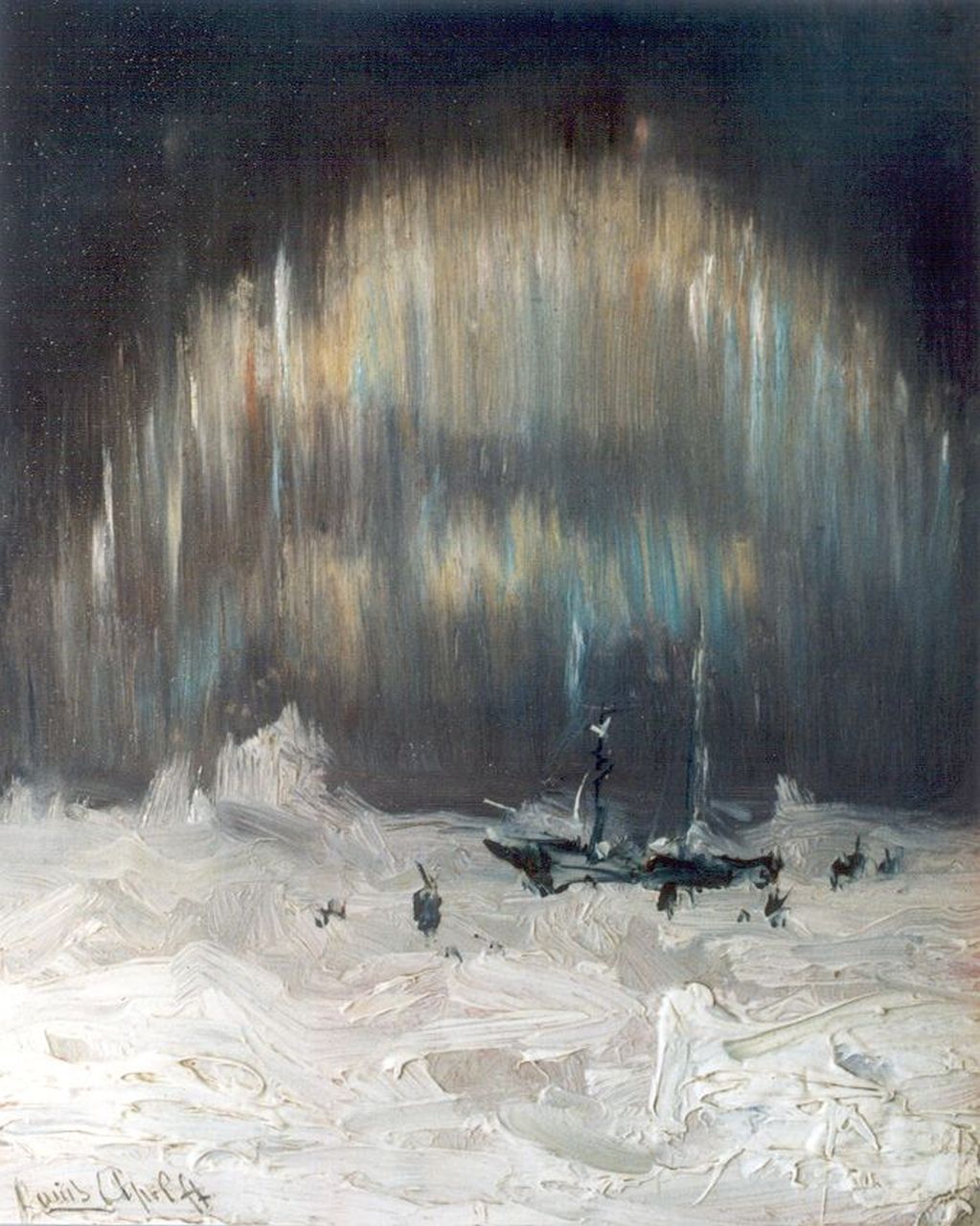 Apol L.F.H.  | Lodewijk Franciscus Hendrik 'Louis' Apol, Aurora Borealis, Nova Zembla, Öl auf Holz 20,0 x 16,1 cm, signed l.l.
