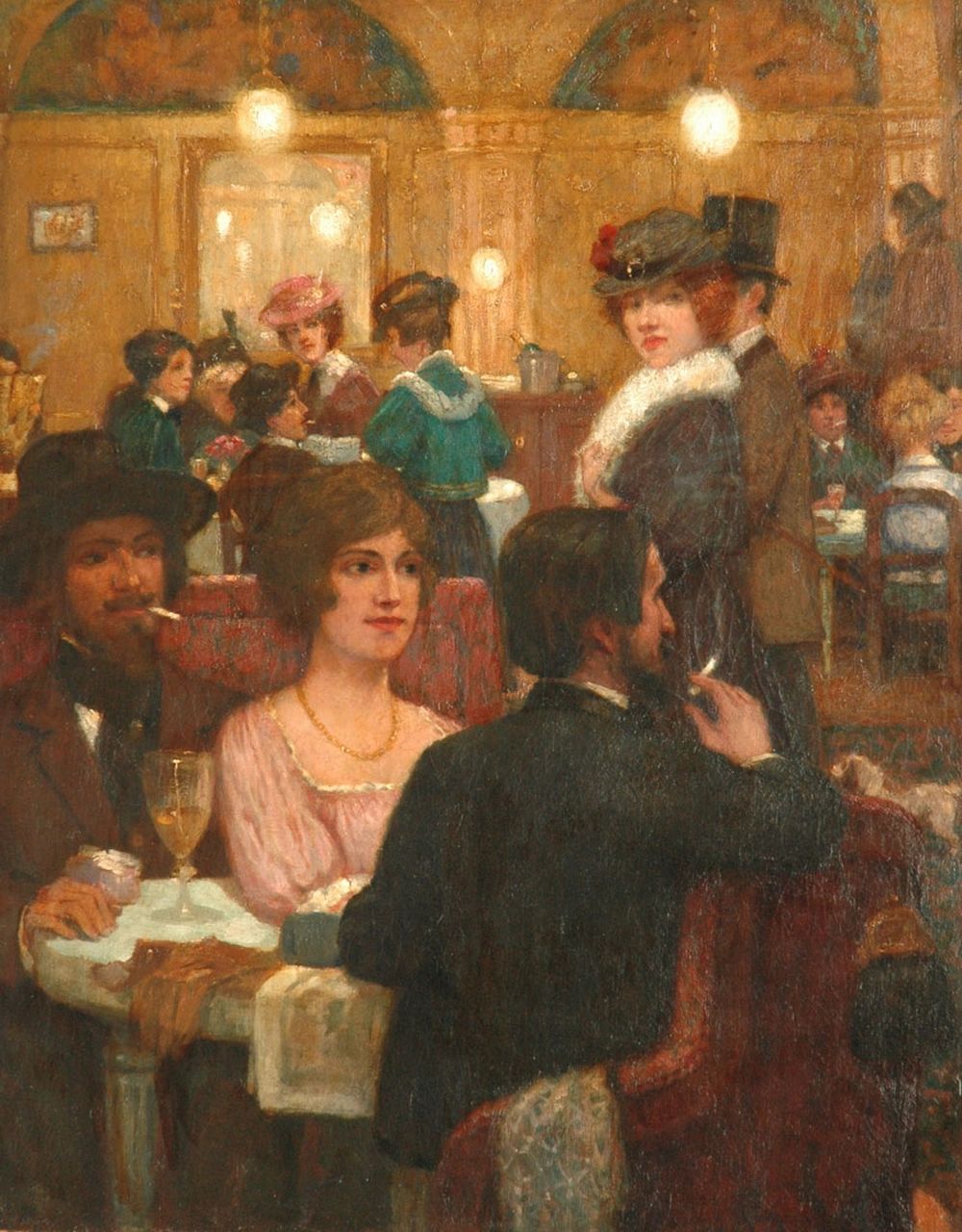 Duitse School   | Duitse School, The artist's café, Öl auf Leinwand 83,1 x 65,9 cm