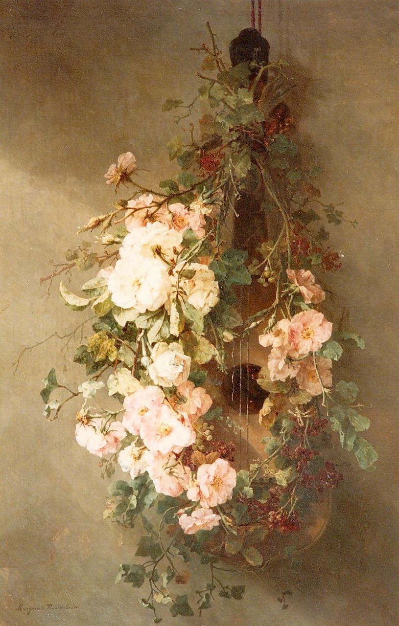 Roosenboom M.C.J.W.H.  | 'Margaretha' Cornelia Johanna Wilhelmina Henriëtta Roosenboom, A swag of roses, Öl auf Leinwand 103,0 x 68,3 cm, signed l.l.