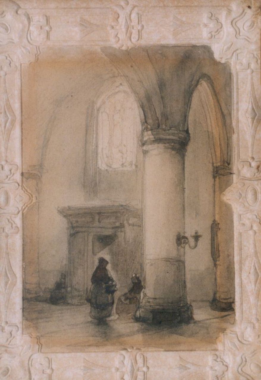 Bosboom J.  | Johannes Bosboom, A church interior, Aquarell auf Papier 15,0 x 9,0 cm