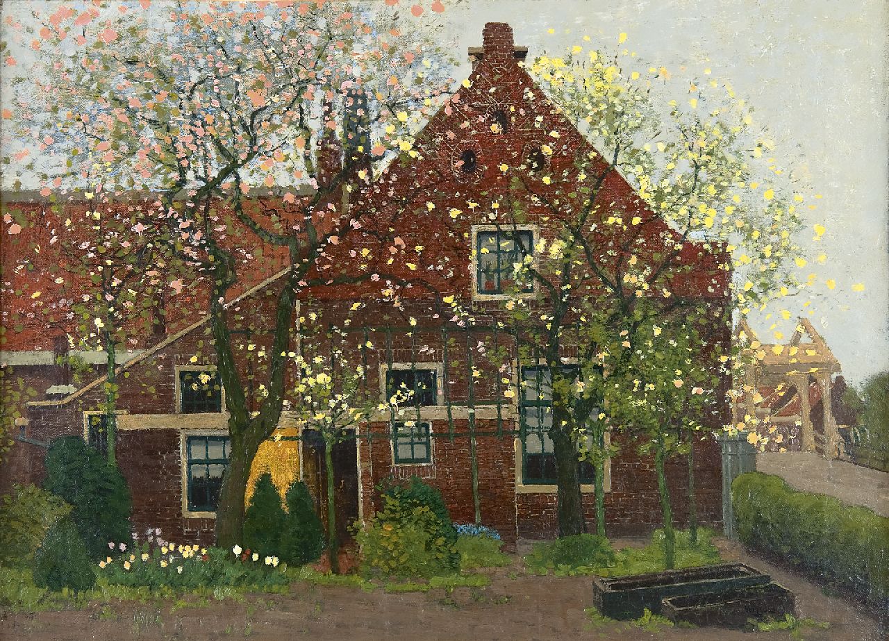 Wiggers D.  | Dirk 'Derk' Wiggers, A house in Loenen in spring, Öl auf Leinwand 43,4 x 59,3 cm, signed l.r.