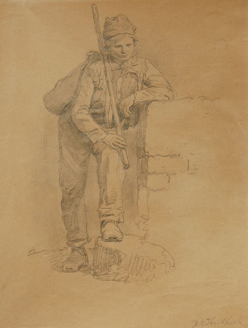 Koekkoek B.C.  | Barend Cornelis Koekkoek, A young workman, Bleistift auf Papier 21,5 x 16,5 cm, signed l.r.