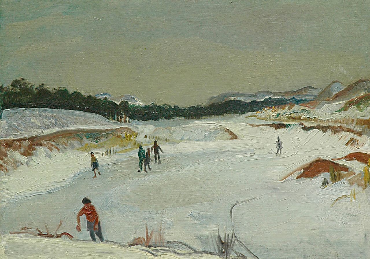 Kuijten H.J.  | Henricus Johannes 'Harrie' Kuijten, Skaters on the Hargergat near Groet, Öl auf Leinwand 42,6 x 58,8 cm, signed l.l. und painted in 1947