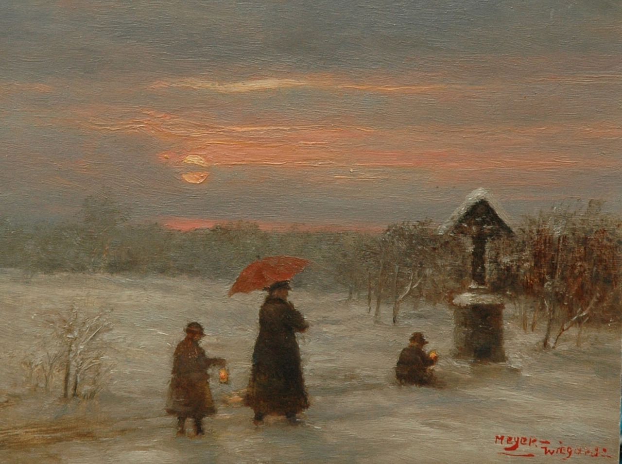 Meyer-Wiegand R.D.  | Rolf Dieter Meyer-Wiegand, A winter evening, Öl auf Holz 13,0 x 17,0 cm, signed l.r.