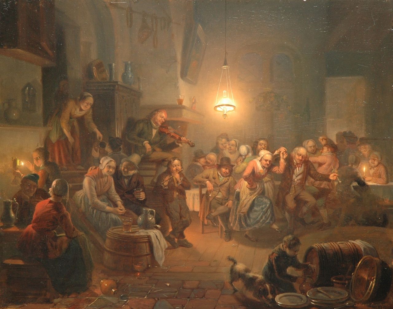 Grootvelt J.H. van | Jan Hendrik van Grootvelt, The winning dancing couple, Öl auf Holz 47,5 x 60,0 cm, signed l.r. en verso und dated 1842 recto en verso