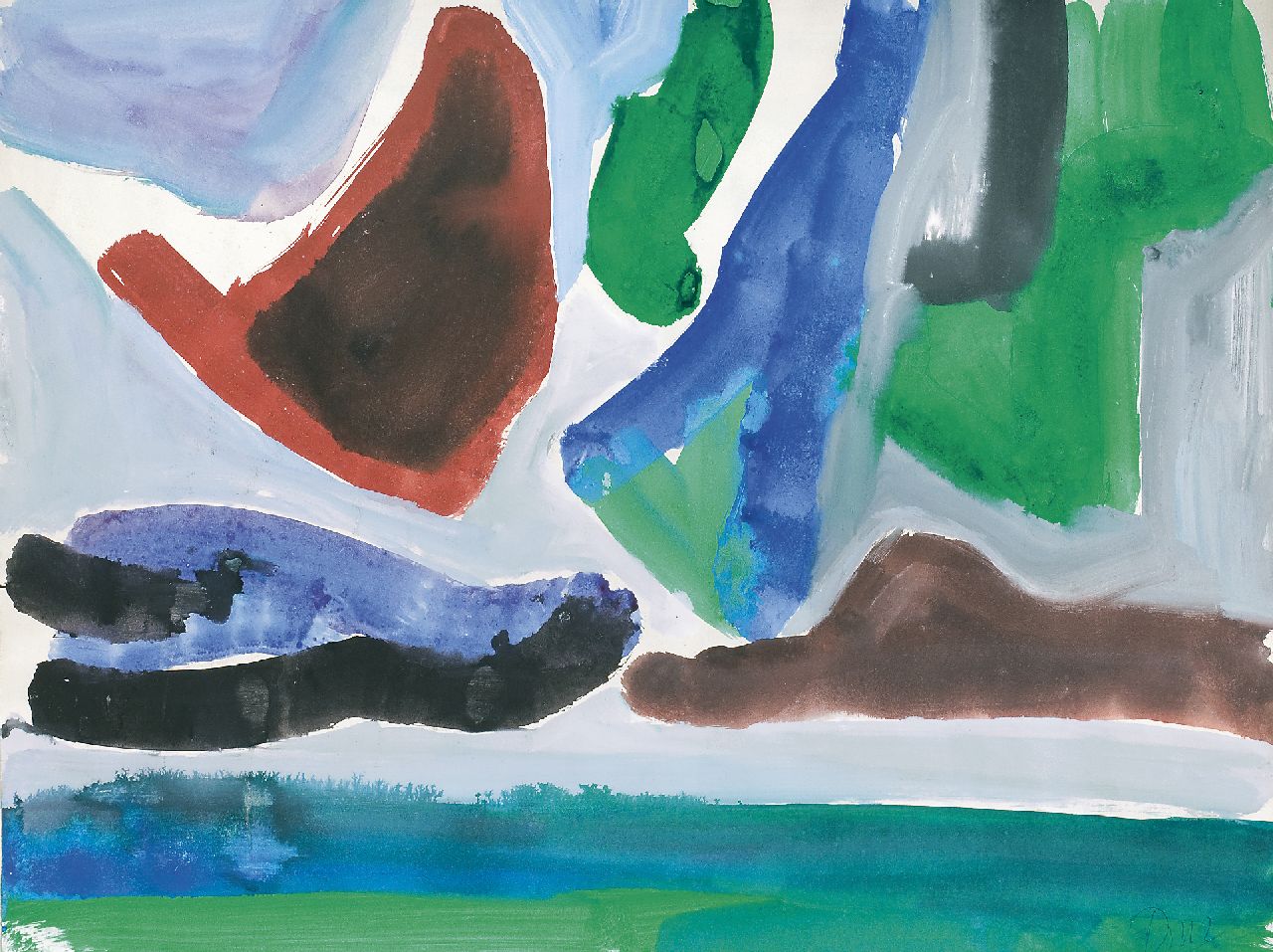 Benner G.  | Gerrit Benner, Landscape, Aquarell auf Papier 49,7 x 64,7 cm, signed l.r. und painted 1970