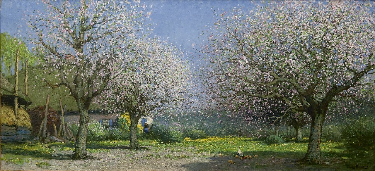 Kuijpers C.  | Cornelis Kuijpers, Blossoming orchard, Öl auf Leinwand 61,4 x 130,0 cm, signed l.r.