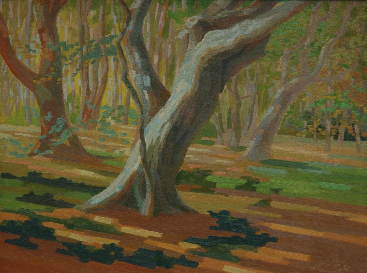 Smorenberg D.  | Dirk Smorenberg, A wooded landscape, Öl auf Leinwand auf Holz 44,6 x 59,0 cm, signed l.r. und dated '20