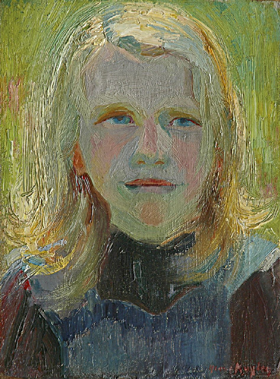Kuijten H.J.  | Henricus Johannes 'Harrie' Kuijten, Porträt eines Mädchens, Öl auf Leinwand  auf Holzfaser 36,2 x 27,3 cm, Unterzeichnet r.u. und im Verso und zu datieren 1915