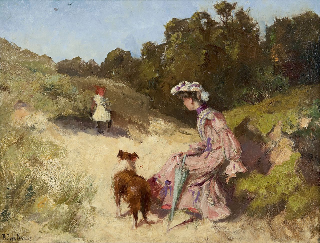 Ives Browne R.  | Robert Ives Browne, A summer day in the dunes, Öl auf Leinwand  auf Holzfaser 34,2 x 46,0 cm, signed l.l.