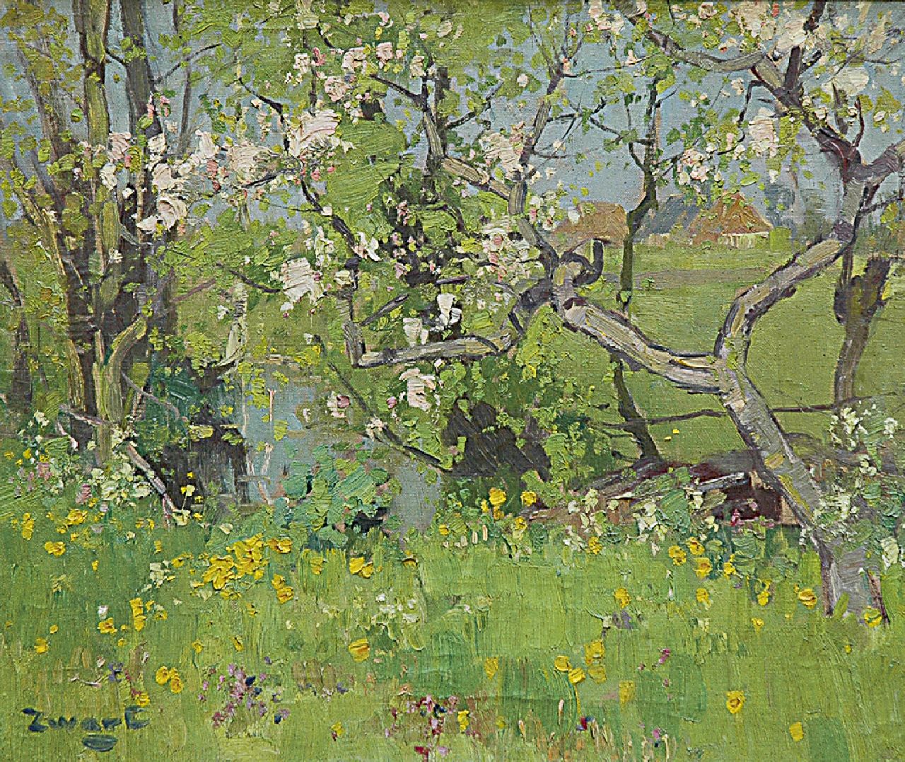 Zwart A.J.  | Adrianus Johannes 'Arie' Zwart, Blossoming trees, 1945, Öl auf Leinwand 50,4 x 60,7 cm, signed l.l.