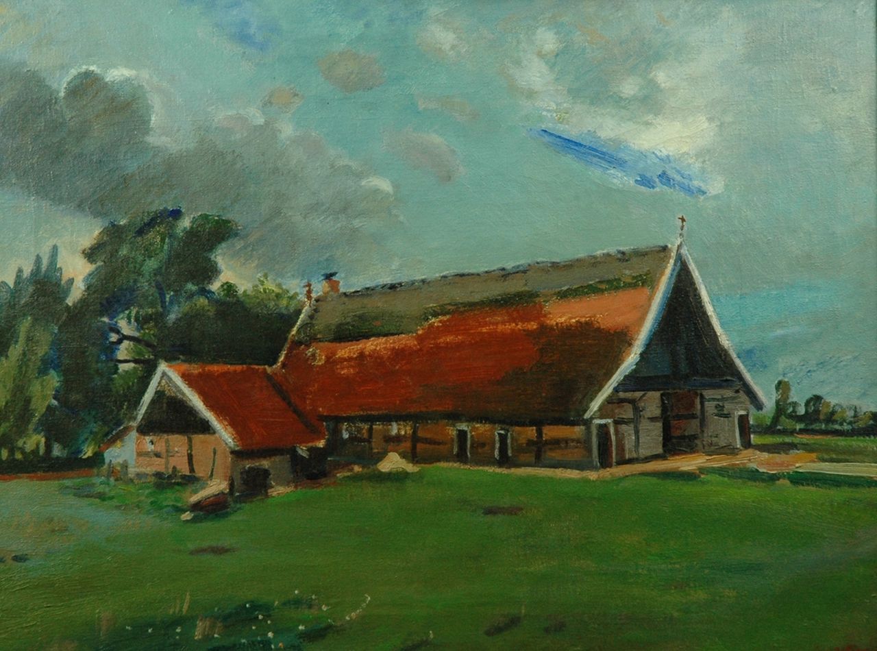 Wiegers J. | Jan Wiegers, Farm in Saasveld, Öl auf Leinwand 46,0 x 61,0 cm, signed l.r. und dated '40 Wiegers J. | Jan Wiegers, Farm in Saasveld, Öl auf Leinwand 46,0 x 61,0 cm, signed l.r. und dated '40
