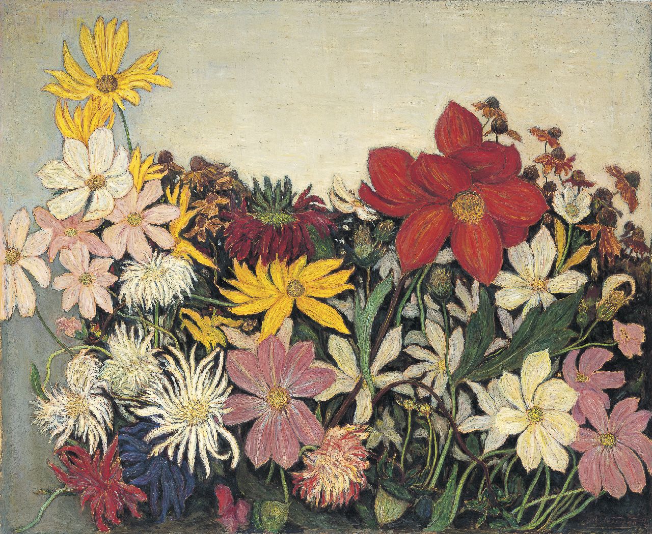 Nanninga D.B.  | Dirk Berend Nanninga, Levens-blijheid (Flower still life), Öl auf Leinwand 50,1 x 60,3 cm, signed l.r. und dated '35