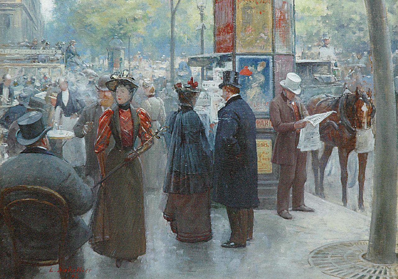 Sabattier L.R.  | Louis Rémy Sabattier, On the Boulevard des Champs Elysées, Paris, Öl auf Holz 22,1 x 30,4 cm, signed l.l. und dated '92