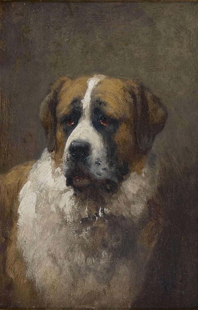 Eerelman O.  | Otto Eerelman, Saint-Bernard dog, Öl auf Holz 24,0 x 15,5 cm, signed l.r. with initials