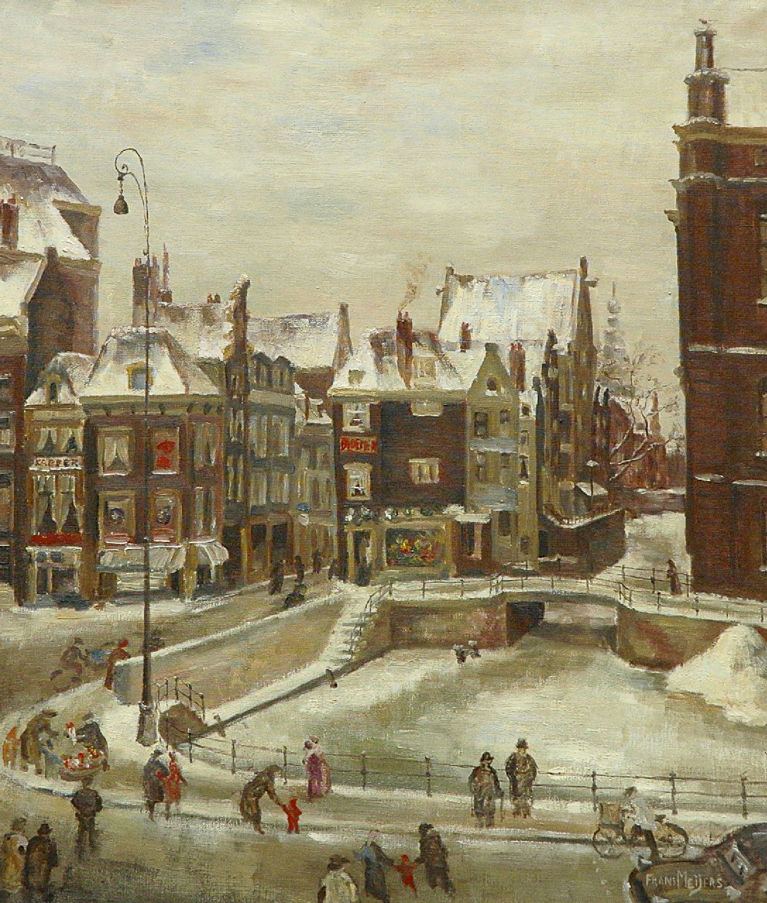 Frans Meijers | A view of  the Rokin in Amsterdam from the Arti building, Öl auf Leinwand, 70,1 x 60,1 cm, signed l.r.