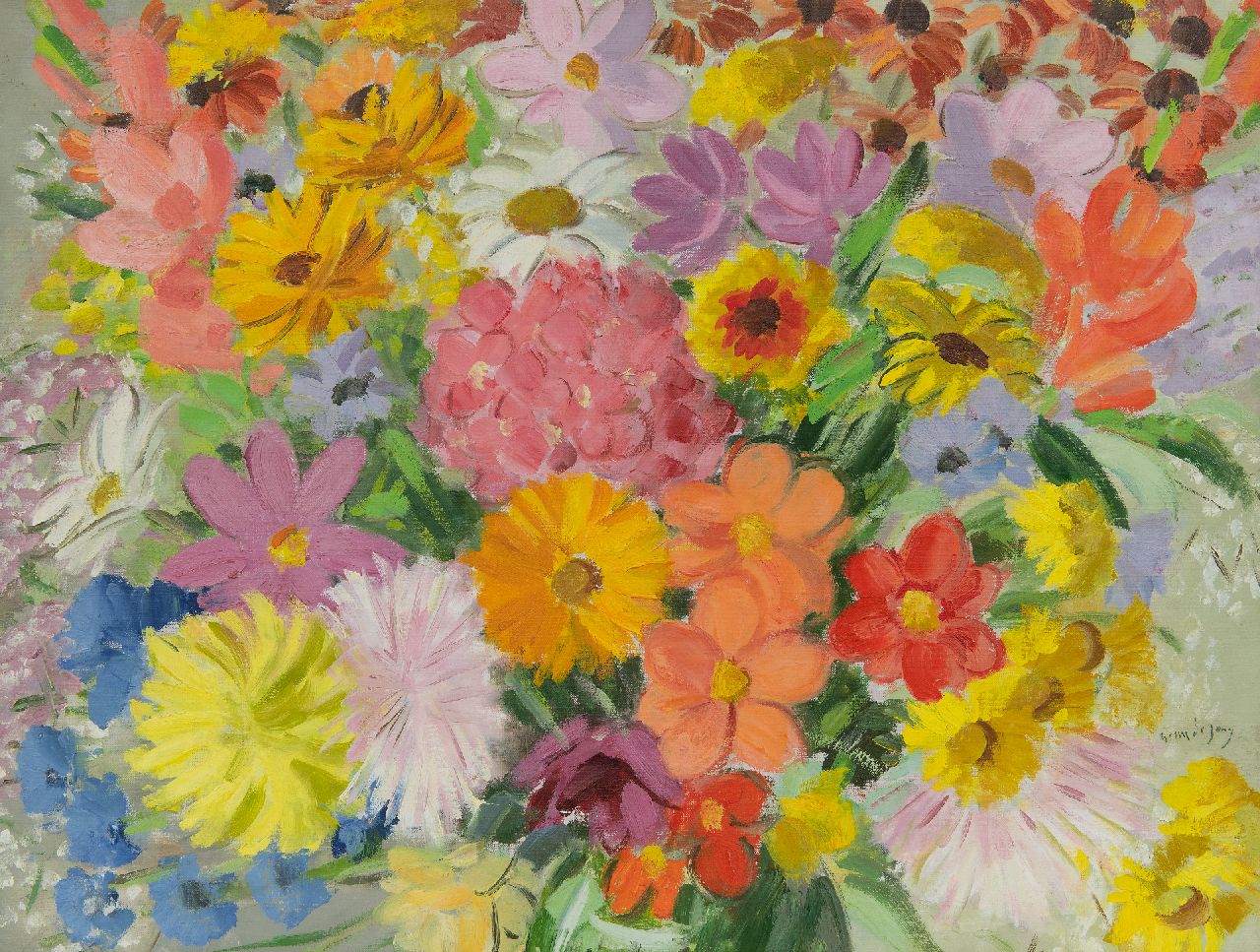 Jong G. de | Gerben 'Germ' de Jong | Gemälde zum Verkauf angeboten | Sommer Blumen, Öl auf Leinwand 47,3 x 62,4 cm, Unterzeichnet r.u.