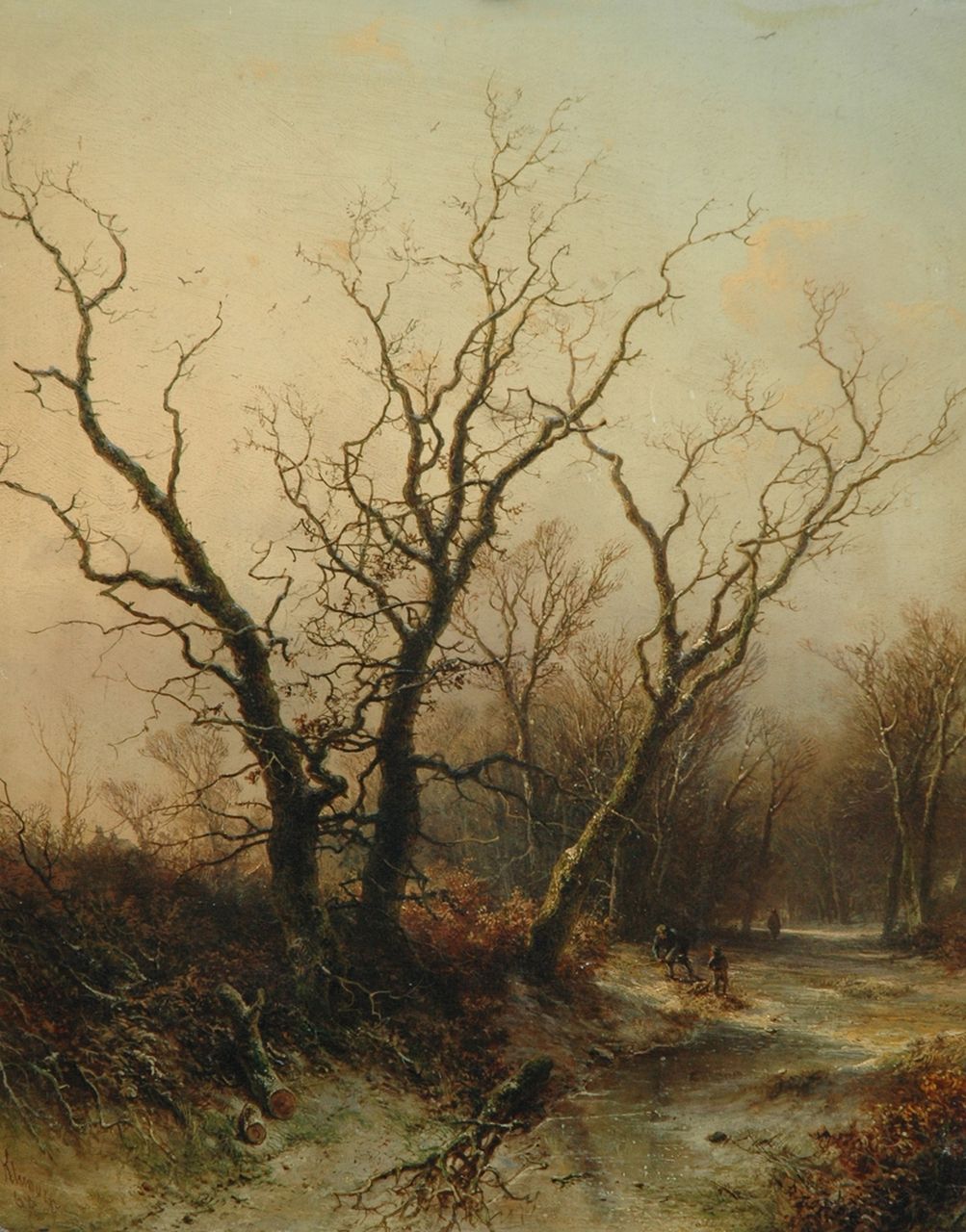 Kluyver P.L.F.  | 'Pieter' Lodewijk Francisco Kluyver, A winter landscape with wood gatherers, Öl auf Holz 54,2 x 43,0 cm, signed l.l. und dated '68
