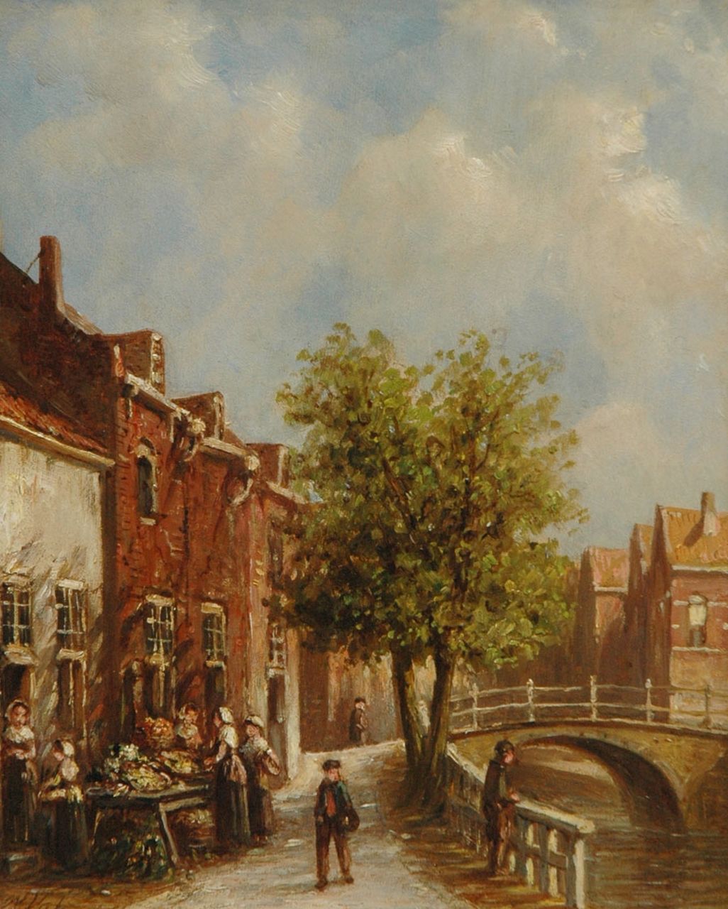 Vertin P.G.  | Petrus Gerardus Vertin, Dutch street, Öl auf Holz 22,0 x 17,7 cm, signed l.l.