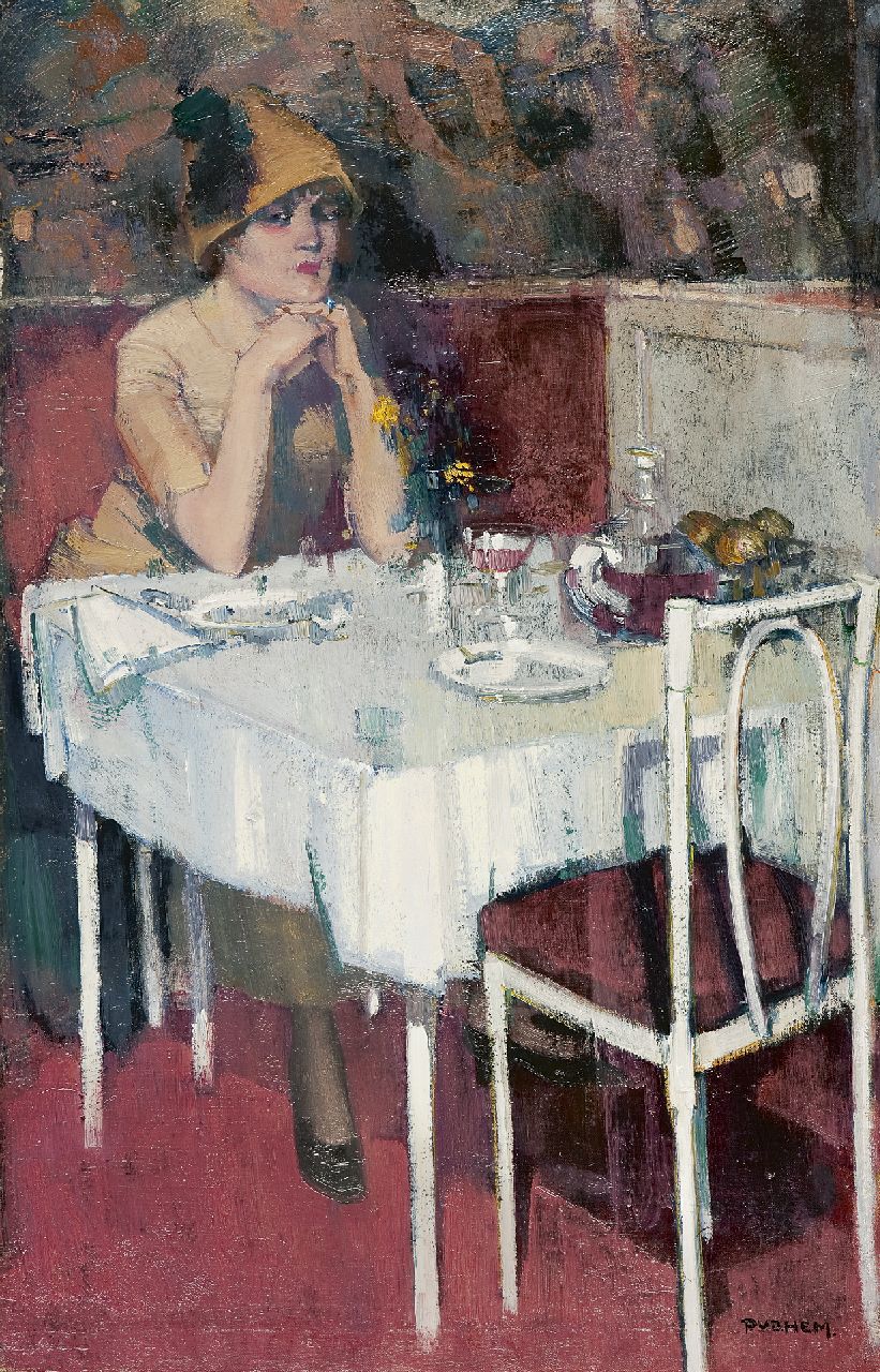 Hem P. van der | Pieter 'Piet' van der Hem, Café de Paris, Öl auf Leinwand 88,0 x 57,3 cm, signed l.r.