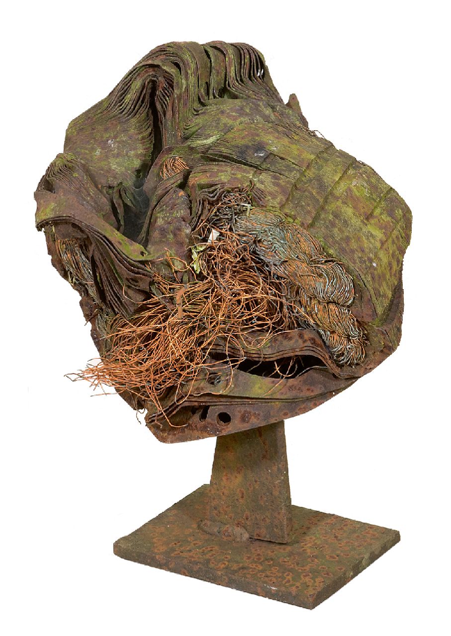 Niermeijer Th.  | Theo Niermeijer | Skulpturen und Objekte zum Verkauf angeboten | Vogel, Eisen, Kunststoff, Seil 27,4 x 21,0 cm