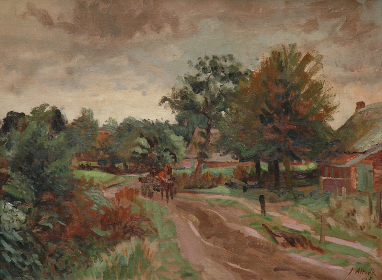 Altink J.  | Jan Altink, A country road, Groningen, Öl auf Leinwand 60,3 x 80,0 cm, signed l.r. und datiert '43
