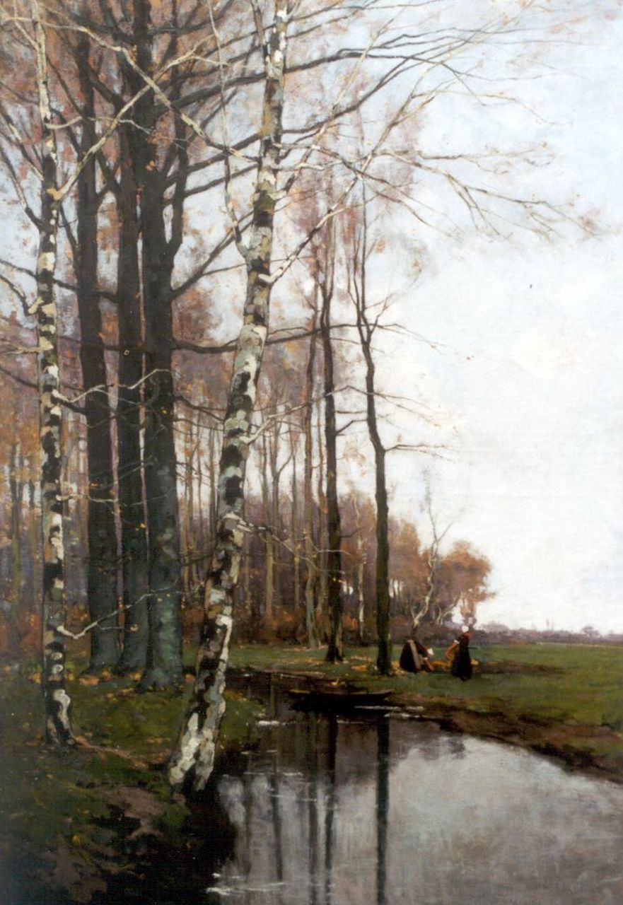 Bodifée J.P.P.  | Johannes Petrus Paulus 'Paul' Bodifée, Country women near a ditch in a wooded landscape, Öl auf Leinwand 130,0 x 90,0 cm, signed l.l. und dated '96