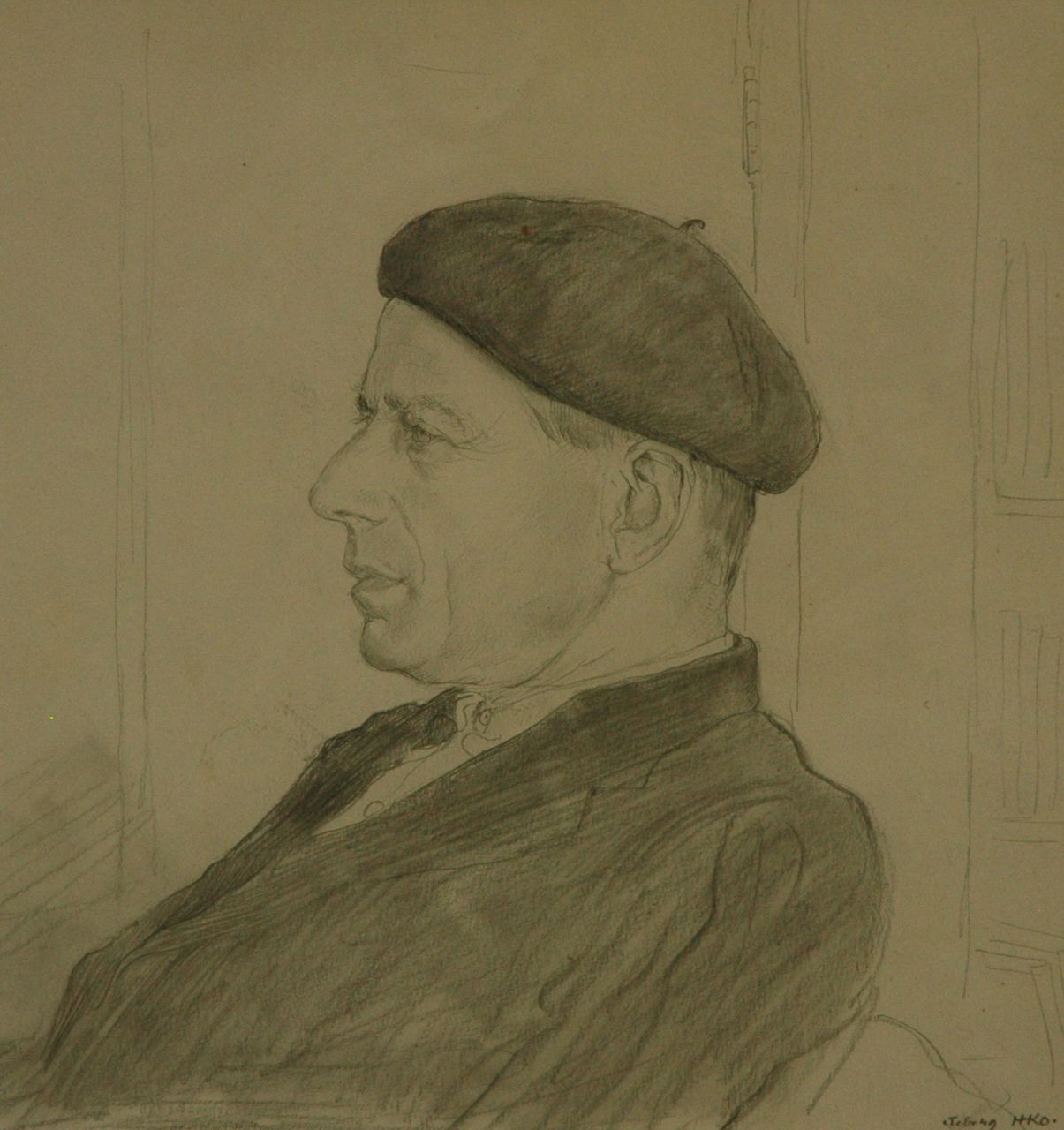 Kamerlingh Onnes H.H.  | 'Harm' Henrick Kamerlingh Onnes, A portrait of Paul Citroen, 1949, Bleistift auf Papier 28,5 x 28,0 cm, signed l.r. with monogram und Dated [2?] Febr '49